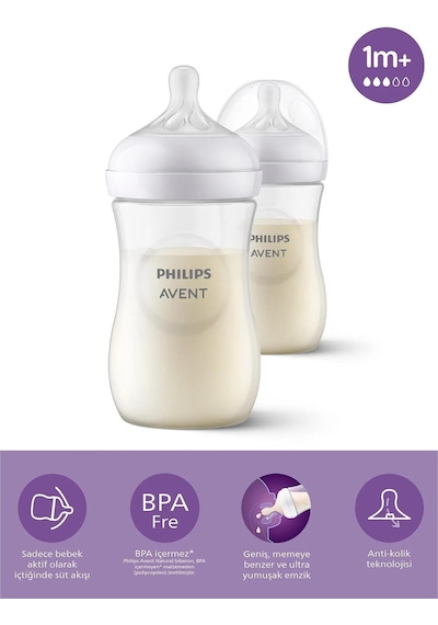 Philips Avent Natural Response Pp 2'li Biberon Seti, 1+ Ay 260 Ml Syc903/02