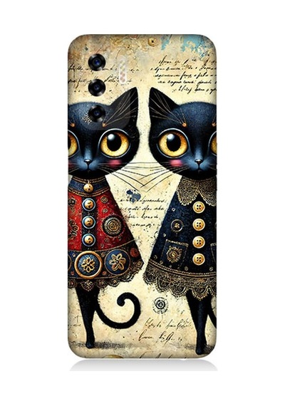 Reeder P13 Blue 2022 Uyumlu Dantel Elbiseli Kedi Dostluğu Desenli Silikon Kılıf Çok Renkli