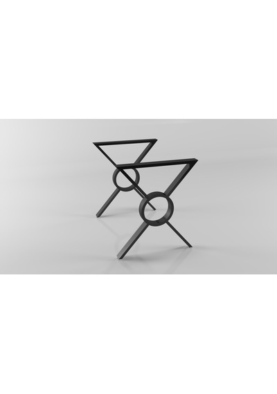 Ortası Yuvarlak X Model Metal Ayak Seti Siyah Metal Masa Ayağı