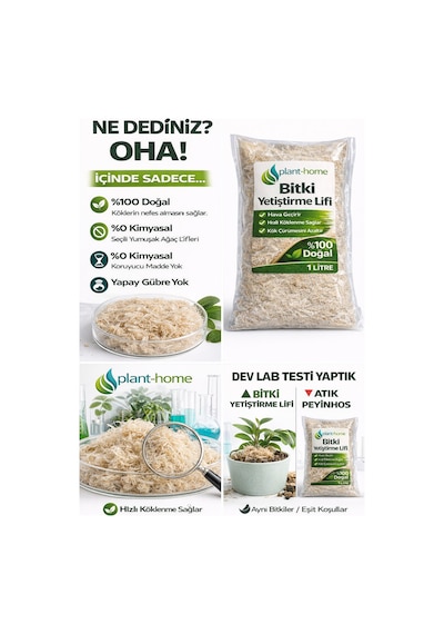 Bitki Yetiştirme Lifi 1 Litre %100 Doğal, Hava Geçirgen Kök Geliştirici Lif Diğer