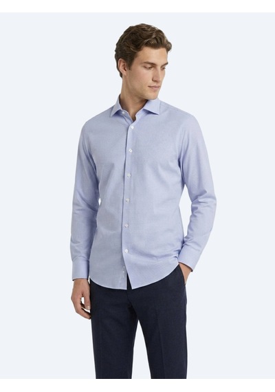 Kip Mavi Mikro Regular Fit Uzun Dokuma Casual %100 Pamuk Gömlek