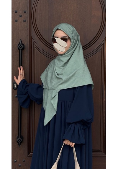 Qalortex Scarf Premium Jakarlı Hüma Büyük Boy Eşarp -çağla Çağla