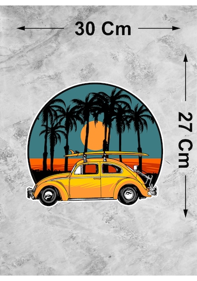 Classic Volkswagen Vosvos Sticker - Araba Oto Motosiklet Karavan Sticker - 00065 30x27 Cm