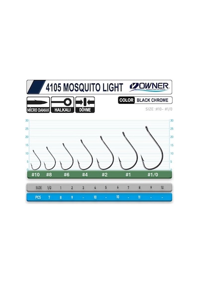 Owner 4105 Musquito Light Black Chrome İğne 2-0