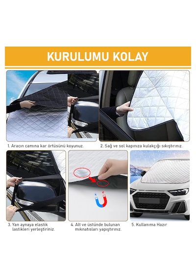 Araba,oto Ön Cam Koruma Örtüsü, Termal Araç Güneşlik, Oto Buzlanma Önleyici Kar Brandası 155-125cm 155x125