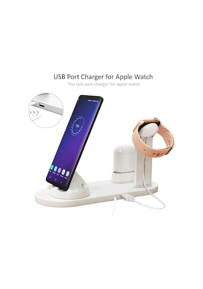 Kama 4'ü 1 Arada Kablosuz Hızlı Şarj İstasyonu: İphone 15-12 Pro Max, Apple Watch, Airpods Ve Android Telefonlar İçin Hızlı Şarj, Zahmetsiz Şarj Deneyimi