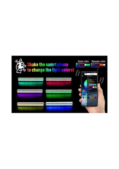 Rgb Ses Kontrol Ritim Işığı 32 Bit Göstergeli Sesle Araba/pc/tv/oda/masaüstü Için Renkli Led Işık