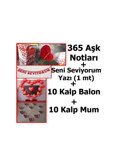 Evlilik Teklifi Sevgiliye 365 Aşk Notları, Kalp mum, balon + Yazı