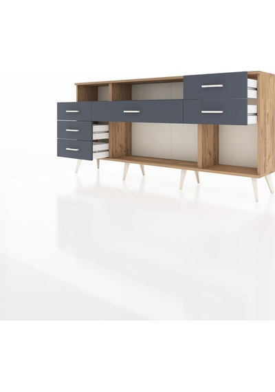 Arges Konsol 2 Raflı 6 Çekmeceli 176x30x83 Çam-antrasit/antrasit Antrasit/antrasit Arges Konsol 2 Raflı 6 Çekmeceli 176x30x83 Çam-antrasit/antrasit Antrasit/antrasit