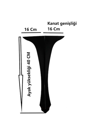 Mobilya Masa Sehpa Ayağı Puf Lükens Siyah Plastik Sehpa Ayağı 40x16x16 Cm 1 Adet