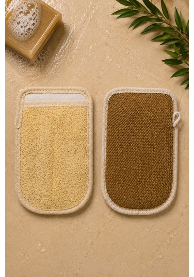 Çift Taraflı Eldiven Kabak Lifi 23x16 Cm Doğal Banyo Ve Peeling Lifi Gri - 56498709 Gri