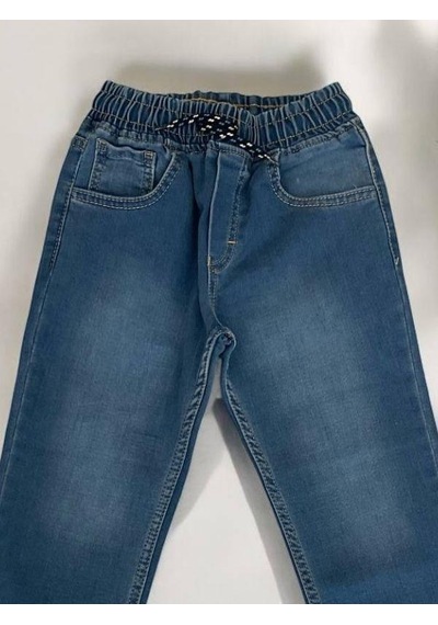 BREEZE Çocuk Beli Paçası Lastikli Lycralı Kot Pantolon-14954 Mavi