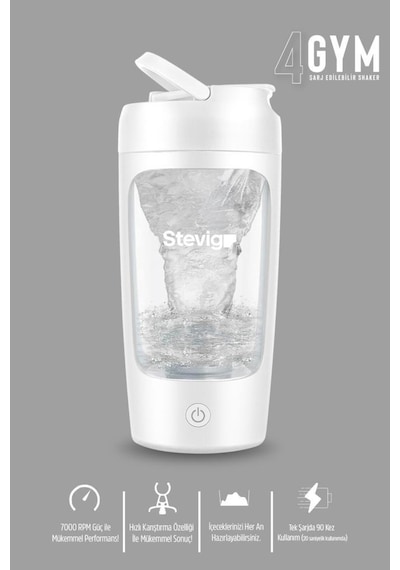 Stevig 4 Gym Şarj Edilebilir Elektrikli Protein Shaker 650 Ml White St-226 Beyaz