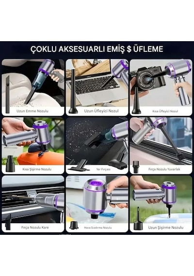 Aee Kablosuz Güçlü Araç Süpürgesi Ve Hava Üfleyici / 20000pa Turbo Vakum Gücü / 3 Kademeli Fırçasız Motor Diğer