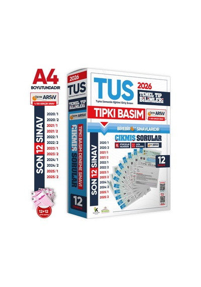 Karakutu Yayınları 2026 Tus Temel&klinik Tıp Bilimleri Ösym Çıkmış Soru Tıpkı Basım Son 3 Yıl 12li Deneme Kitapçığı