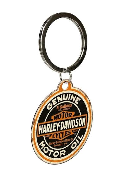 Nostalgic-art Retro Anahtarlık, Çap 4 Cm, Harley Genuine Motor Oil / Orijinal Harley-davidson Lisanslı Ürün Ol Altın