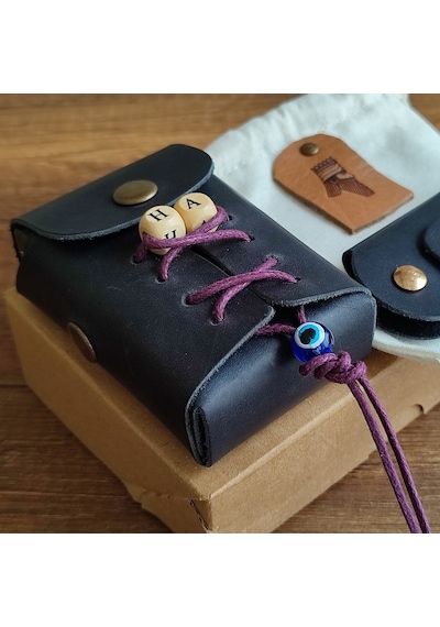 Sumerian Leather Craft Deri Sigara Kılıfı Kişiye Özel Siyah