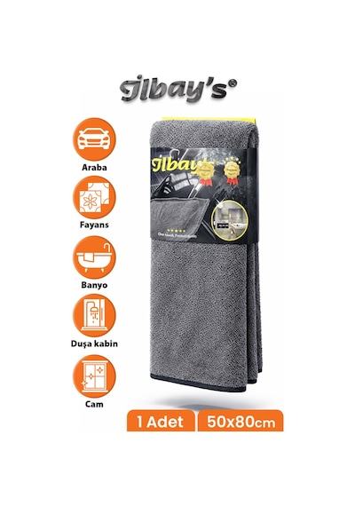 İlbay's Mikrofiber Araba Yıkama Ve Kurulama Bezi Gri 50x80 Cm