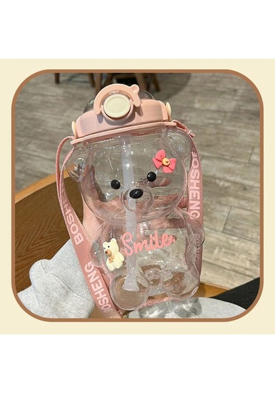 1200 Ml Smile Minnoş Desenli Ayıcık Model Su Matarası Yavrulu Su Şişesi Suluk Ve Matara Bpa Free Pem Diğer