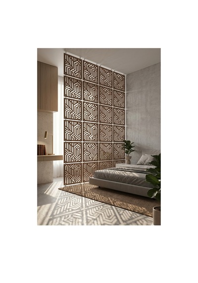 Lazer Kesim Paravan, Ahşap Separatör, Oda 4'lü Panel Levha Model05 40 X 40 Cm