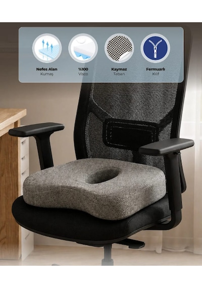 Yeni Nesil Visco Ortopedik Ergonomik Oturma Minderi Ofis, Araç Ve Ev Kullanımına Uygun Visko Ortopedik, Rahatlatıcı Minderi