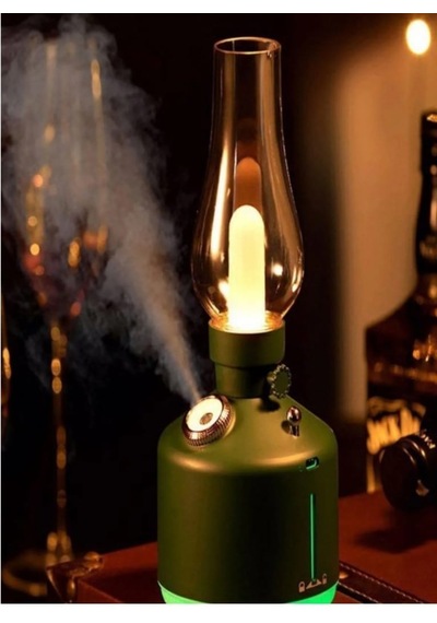 Vintage Şarjlı Gece Lambası Hava Nemlendirici Buhar Makinesi 280ml Yeşil Renk