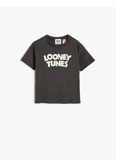 Koton Tişört Lisanslı Looney Tunes Baskılı Kısa Kollu Pamuklu Antrasit 5wmb10282tk 939 Antrasit