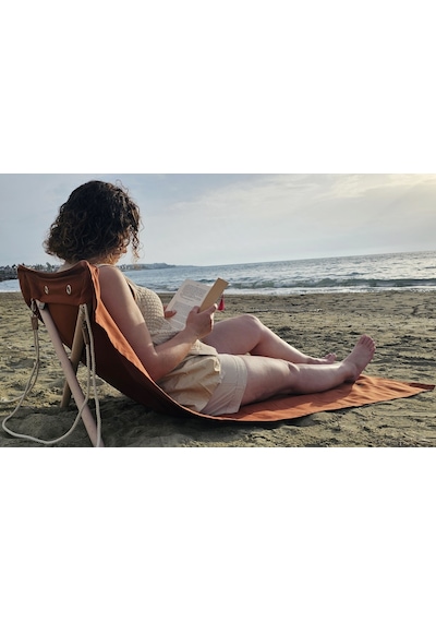 Askılı Portatif Şezlong Kiremit Rengi Sırt Dayanaklı Katlanır Plaj Ve Piknik Örtüsü