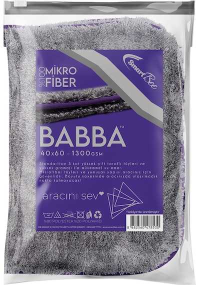 Smartbee Babba Mikrofiber Oto Kurulama Havlusu 40×60 1300Gsm