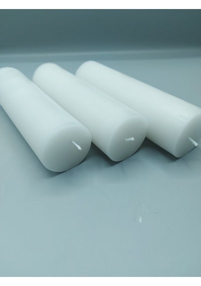 Soya Parafinli Beyaz 3 Adet 30 Saat Yanma Süreli Çap:5 Cm Boy:15 Silindir Blok Mum Beyaz