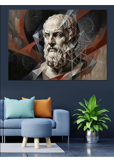 Geometrik Sakallı Bilge Adam Portresi Dekoratif Kanvas - Mdf Ahşap Tablo
