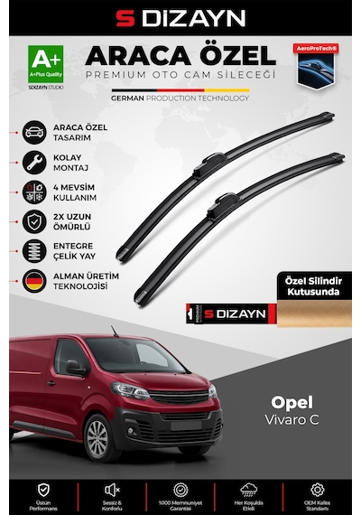 S-dizayn Opel Vivaro C Ön Cam Silecek Seti 2019 Üzeri Premium Araca Özel 65-48 Cm A+ Kalite