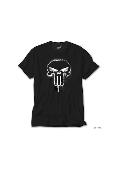 Punisher Spray Paint Siyah Tişört