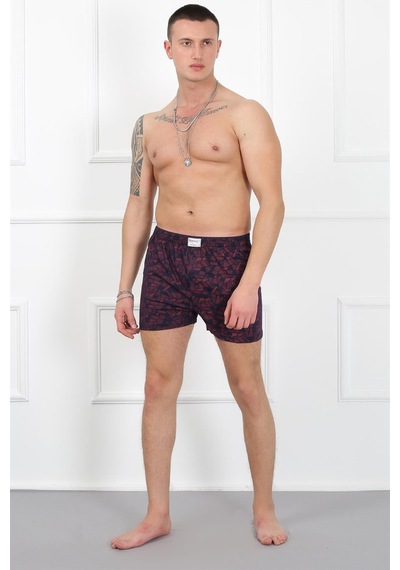 İbrahim Burak Etiler Collection Moda Çizgi Erkek Penye Boxer 40091 Bordo - Lacivert