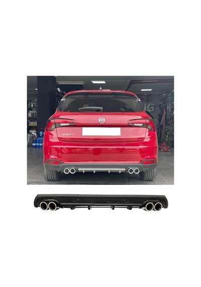 Fiat Egea Hb Uyumlu Siyah Difüzör Çiftli Yuvarlak Egzoz Görünümlü D Tip Difizör