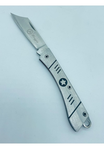 Tobaccotürk724 Metal Mini Kamp Bıçak Yıldız Desenli Kamp Çakı //13 CM-hjd13 Gümüş