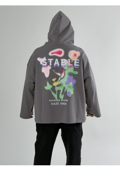 Cocopelli Stable Kapüşonlu Gri Erkek Oversize Sweat Coc2705 Gri