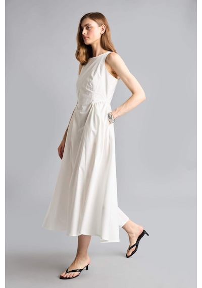 Defacto Fıtted Halter Yaka Poplin Kolsuz Midi Elbise H4575ax26smwt32 Beyaz-wt32
