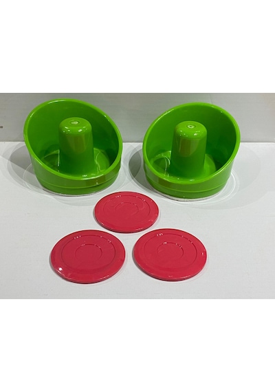 Havalı Hokey Masası İçin 2 Adet Tokaç - 3 Adet Disk Çok Renkli