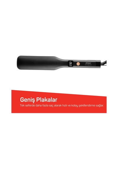 Arzum AR5192 Mona Sense Keratin ve Argan Yağlı Plaka İyon Teknolojisi Geniş Plakalı Saç Düzleştirici Siyah