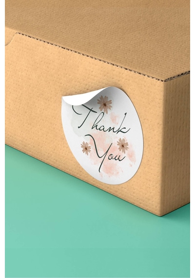 Papatyalı Thank You Teşekkür Sticker 3x3cm St2225 Çok Renkli