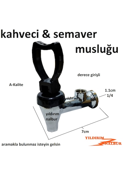 Kahveci Semaver 1/4 Musluğu Derece Girişli Semaver Çay Musluk Nikel