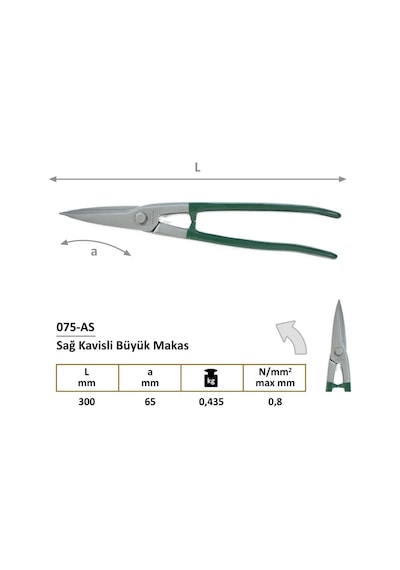 075-as Sağ Kavisli Olukçu Makas