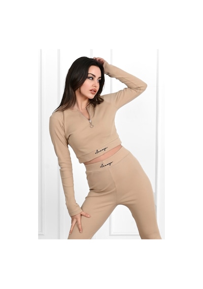 Koza Butik Kadın Yazı Baskılı Fermuar Detaylı Eşofman Takımı 3725-23 001