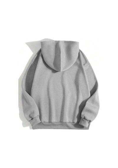 Ertaştrendstore Erkek 3 İplik Pamuklu Kapüşonlu Kanguru Cepli Sweatshirt Hoodie - Boyalı Gri Çok Renk