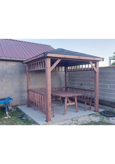 Ahşap Pergola Kamelya Çardak Maun Renk Bahçe