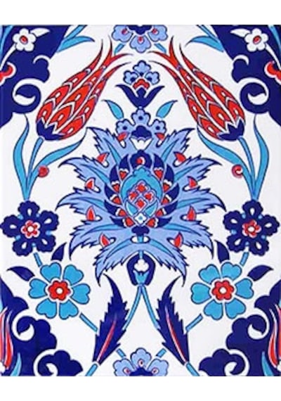 Armada Çini 20X25 CM Ac 1004 Kırmızı Laleli Kütahya Çini Seramik
