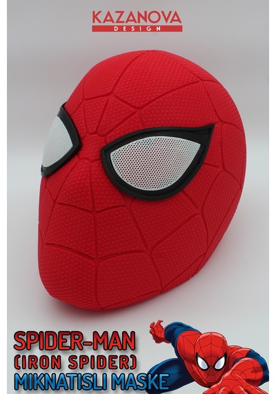 Kazanova Design Spider-man Iron Spider Mıknatıslı Giyilebilir Maske Gerçek Boy Marvel Cosplay