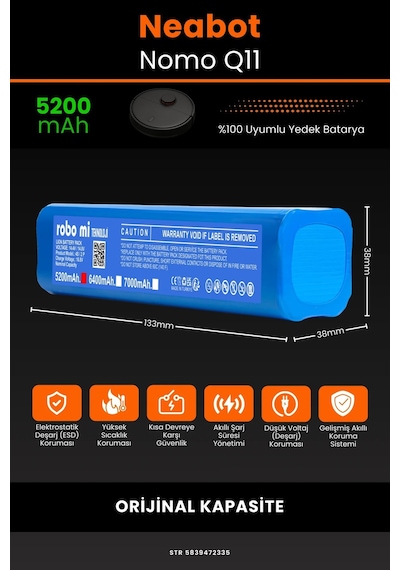 Neobot Nomo Q11 5200mAh Robot Süpürge Bataryası