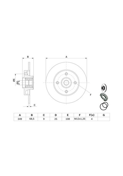 Bosch 0986479279 Arka Fren Disk Aynası C4 P307 Poryalı Rulmanlı 1.4ı 1.6 Hdı 1.6ı 2.0 Hdı 2.0ı Ölçü Cap 2 Kalınlık 49 9 4dl 3748.33